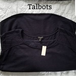 Talbots Lace Embellished Cap Sleeve Top, NWT